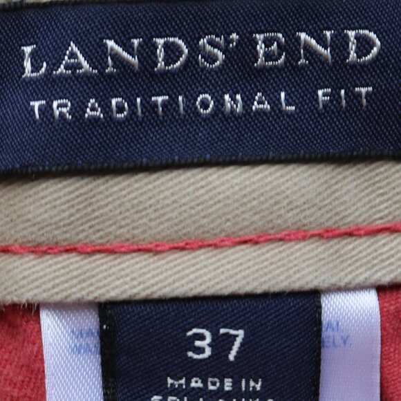 Lands' End Nantucket Red Traditonal Fit Classic Cotton Chino Shorts Sz 37 - Picture 4 of 5